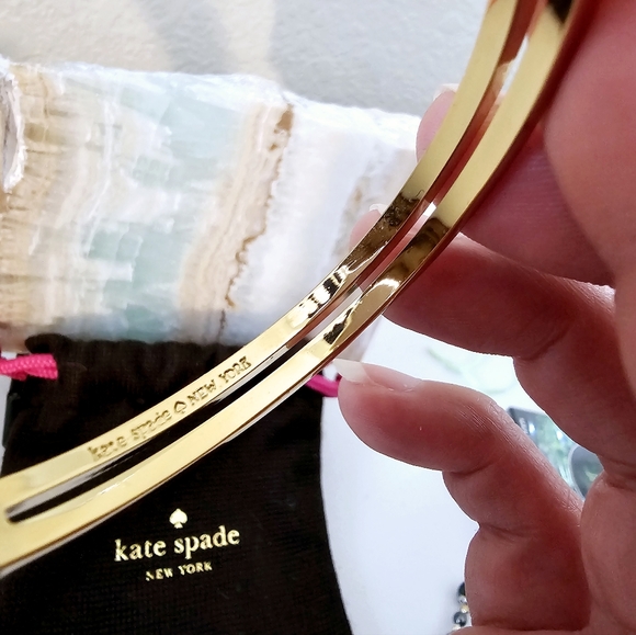 Kate Spade EUC New York Teal Enamel Double bow Bangle Bracelet🩵♠️ $25 - Picture 6 of 7